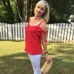 Lumiere Cold Shoulder Top w/ Tie Sleeves